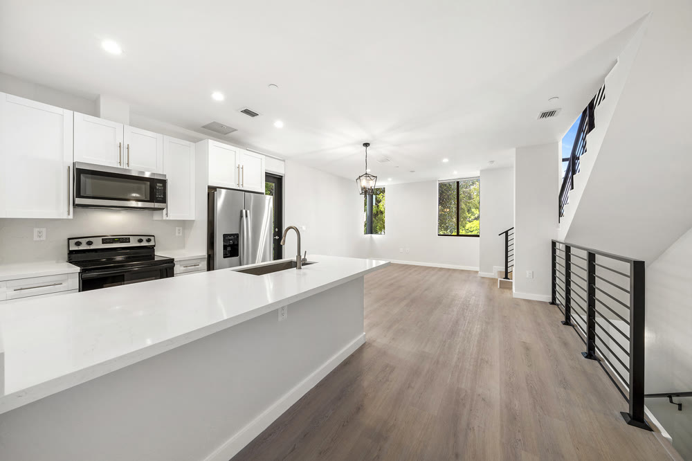 Modern kitchen with stainless steel appliances