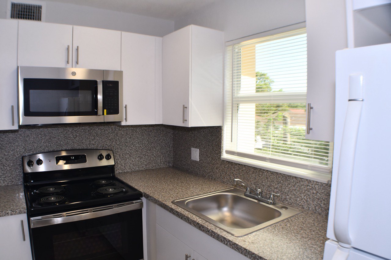 Kitchen with stainless steel appliances