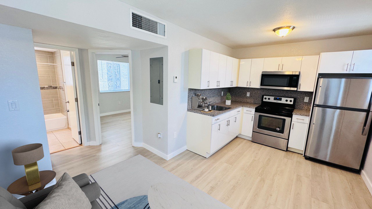 Kitchen with stainless steel appliances